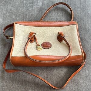 Dooney & Bourke Tan and Cream Leather Shoulder Bag